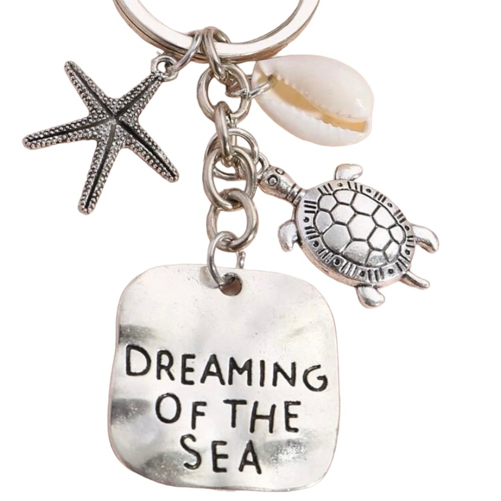 Dreaming of the Sea Keychain - sea turtle starfish and shell - Picture 2 of 4